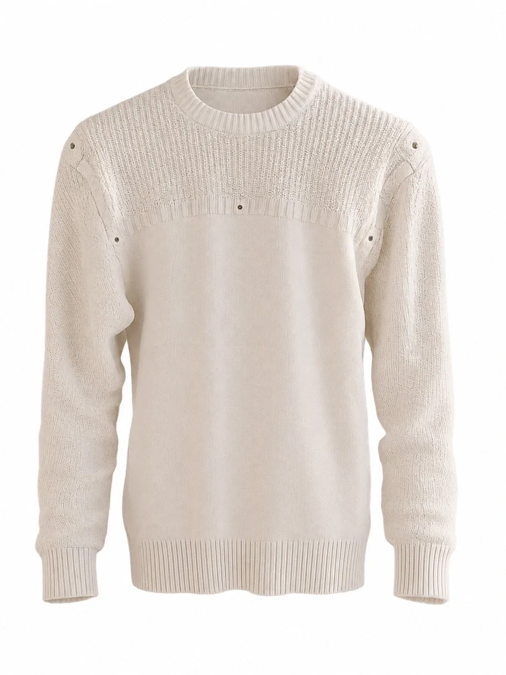 CLAUDE MONTANA Men's Crewneck Knit Sweater - Cream VTG